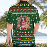 Funny Cats Make Me Happy Humans Make My Head Hurt Quote Hawaiian Shirt with Green Christmas Pattern - Wonder Print Shop