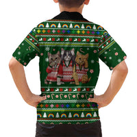 Funny Cats Make Me Happy Humans Make My Head Hurt Quote Hawaiian Shirt with Green Christmas Pattern - Wonder Print Shop