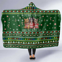 Funny Cats Make Me Happy Humans Make My Head Hurt Quote Hooded Blanket with Green Christmas Pattern - Wonder Print Shop