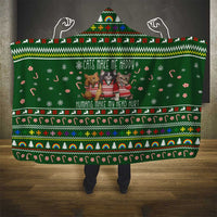 Funny Cats Make Me Happy Humans Make My Head Hurt Quote Hooded Blanket with Green Christmas Pattern - Wonder Print Shop