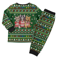 Funny Cats Make Me Happy Humans Make My Head Hurt Quote Christmas Pajama Set with Green Christmas Pattern - Wonder Print Shop