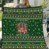 Funny Cats Make Me Happy Humans Make My Head Hurt Quote Quilt with Green Christmas Pattern - Wonder Print Shop