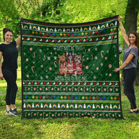 Funny Cats Make Me Happy Humans Make My Head Hurt Quote Quilt with Green Christmas Pattern - Wonder Print Shop