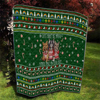 Funny Cats Make Me Happy Humans Make My Head Hurt Quote Quilt with Green Christmas Pattern - Wonder Print Shop