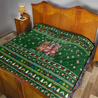 Funny Cats Make Me Happy Humans Make My Head Hurt Quote Quilt with Green Christmas Pattern - Wonder Print Shop