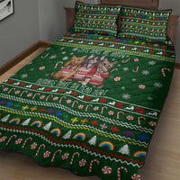 Funny Cats Make Me Happy Humans Make My Head Hurt Quote Quilt Bed Set with Green Christmas Pattern - Wonder Print Shop