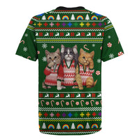 Funny Cats Make Me Happy Humans Make My Head Hurt Quote Rugby Jersey with Green Christmas Pattern - Wonder Print Shop