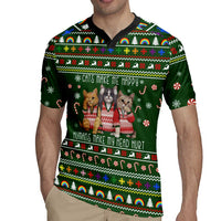 Funny Cats Make Me Happy Humans Make My Head Hurt Quote Rugby Jersey with Green Christmas Pattern - Wonder Print Shop