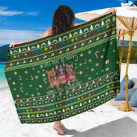 Funny Cats Make Me Happy Humans Make My Head Hurt Quote Sarong with Green Christmas Pattern - Wonder Print Shop