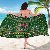 Funny Cats Make Me Happy Humans Make My Head Hurt Quote Sarong with Green Christmas Pattern - Wonder Print Shop