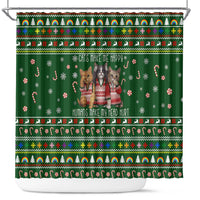 Funny Cats Make Me Happy Humans Make My Head Hurt Quote Shower Curtain with Green Christmas Pattern - Wonder Print Shop