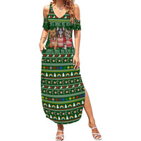 Funny Cats Make Me Happy Humans Make My Head Hurt Quote Summer Maxi Dress with Green Christmas Pattern - Wonder Print Shop
