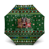 Funny Cats Make Me Happy Humans Make My Head Hurt Quote Umbrella with Green Christmas Pattern - Wonder Print Shop