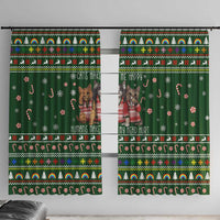 Funny Cats Make Me Happy Humans Make My Head Hurt Quote Window Curtain with Green Christmas Pattern - Wonder Print Shop