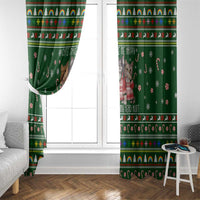 Funny Cats Make Me Happy Humans Make My Head Hurt Quote Window Curtain with Green Christmas Pattern - Wonder Print Shop