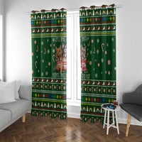 Funny Cats Make Me Happy Humans Make My Head Hurt Quote Window Curtain with Green Christmas Pattern - Wonder Print Shop