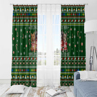 Funny Cats Make Me Happy Humans Make My Head Hurt Quote Window Curtain with Green Christmas Pattern - Wonder Print Shop