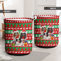 Christmas Dogs Laundry Basket with Santa Hats and Red Green Holiday Pattern - Wonder Print Shop