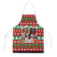 Christmas Dogs Apron with Santa Hats and Red Green Holiday Pattern - Wonder Print Shop