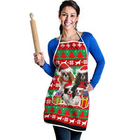 Christmas Dogs Apron with Santa Hats and Red Green Holiday Pattern - Wonder Print Shop