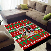 Christmas Dogs Area Rug with Santa Hats and Red Green Holiday Pattern - Wonder Print Shop