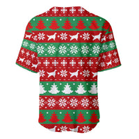 Christmas Dogs Baseball Jersey with Santa Hats and Red Green Holiday Pattern - Wonder Print Shop