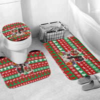 Christmas Dogs Bathroom Set with Santa Hats and Red Green Holiday Pattern - Wonder Print Shop