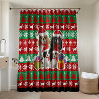 Christmas Dogs Bathroom Set with Santa Hats and Red Green Holiday Pattern - Wonder Print Shop
