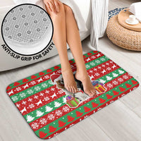 Christmas Dogs Bathroom Set with Santa Hats and Red Green Holiday Pattern - Wonder Print Shop