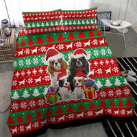 Christmas Dogs Bedding Set with Santa Hats and Red Green Holiday Pattern - Wonder Print Shop