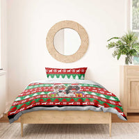 Christmas Dogs Bedding Set with Santa Hats and Red Green Holiday Pattern - Wonder Print Shop