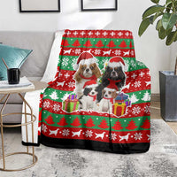 Christmas Dogs Blanket with Santa Hats and Red Green Holiday Pattern - Wonder Print Shop