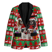 Christmas Dogs Blazer with Santa Hats and Red Green Holiday Pattern - Wonder Print Shop