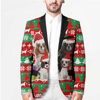 Christmas Dogs Blazer with Santa Hats and Red Green Holiday Pattern - Wonder Print Shop