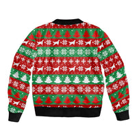 Christmas Dogs Bomber Jacket with Santa Hats and Red Green Holiday Pattern - Wonder Print Shop