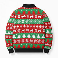 Christmas Dogs Bomber Puffer Jacket with Santa Hats and Red Green Holiday Pattern - Wonder Print Shop