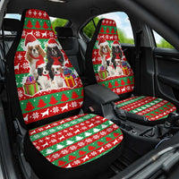 Christmas Dogs Car Seat Cover with Santa Hats and Red Green Holiday Pattern - Wonder Print Shop