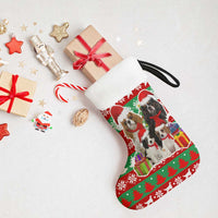 Christmas Dogs Christmas Stocking with Santa Hats and Red Green Holiday Pattern - Wonder Print Shop