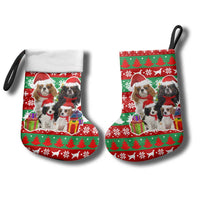 Christmas Dogs Christmas Stocking with Santa Hats and Red Green Holiday Pattern - Wonder Print Shop