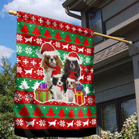 Christmas Dogs Garden Flag with Santa Hats and Red Green Holiday Pattern - Wonder Print Shop