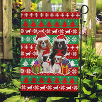 Christmas Dogs Garden Flag with Santa Hats and Red Green Holiday Pattern - Wonder Print Shop