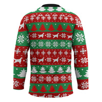 Christmas Dogs Hockey Jersey with Santa Hats and Red Green Holiday Pattern - Wonder Print Shop