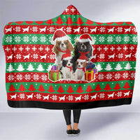 Christmas Dogs Hooded Blanket with Santa Hats and Red Green Holiday Pattern - Wonder Print Shop
