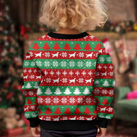 Christmas Dogs Kid Ugly Christmas Sweater with Santa Hats and Red Green Holiday Pattern - Wonder Print Shop