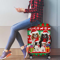 Christmas Dogs Luggage Cover with Santa Hats and Red Green Holiday Pattern - Wonder Print Shop