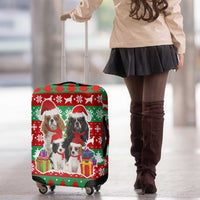Christmas Dogs Luggage Cover with Santa Hats and Red Green Holiday Pattern - Wonder Print Shop
