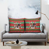 Christmas Dogs Pillow Cover with Santa Hats and Red Green Holiday Pattern - Wonder Print Shop
