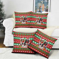 Christmas Dogs Pillow Cover with Santa Hats and Red Green Holiday Pattern - Wonder Print Shop