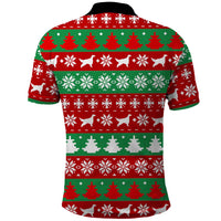Christmas Dogs Polo Shirt with Santa Hats and Red Green Holiday Pattern - Wonder Print Shop