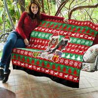 Christmas Dogs Quilt with Santa Hats and Red Green Holiday Pattern - Wonder Print Shop